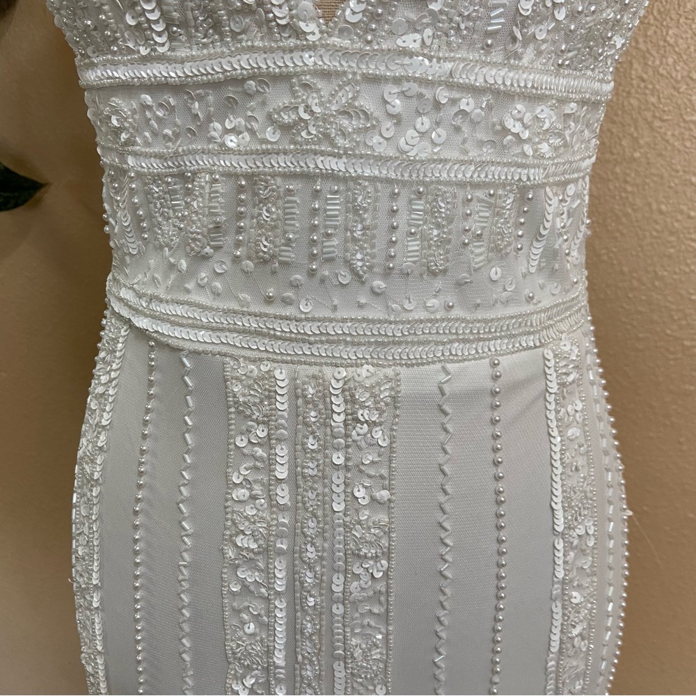 NWOT Lulus Stunning Vow White Beaded Sequin Maxi Dress - Picture 6 of 14